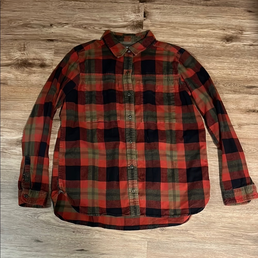 REI Men's Plaid Casual Button Down Shirt - Red and Green